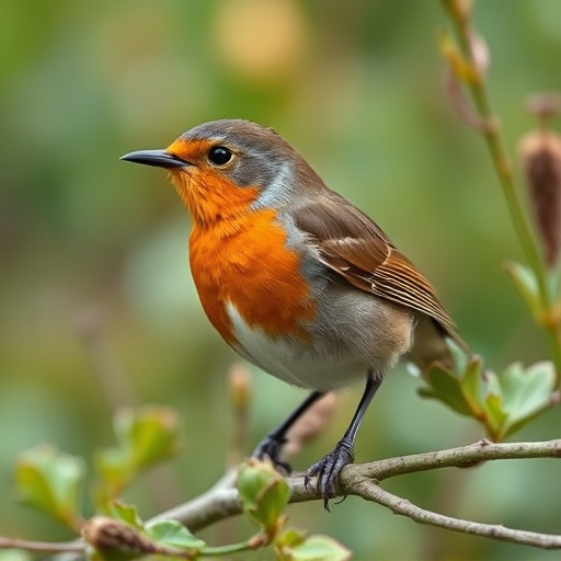 Close-up of robin in garden