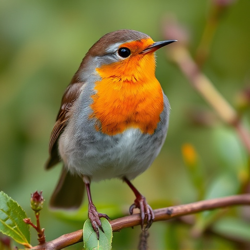 Close-up of robin in garden