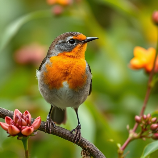 Close-up of robin in garden