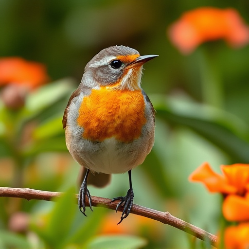 Close-up of robin in garden