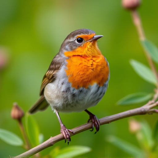 Close-up of robin in garden