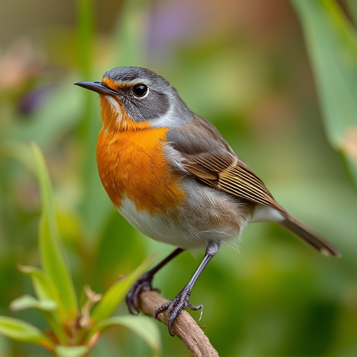 Close-up of robin in garden