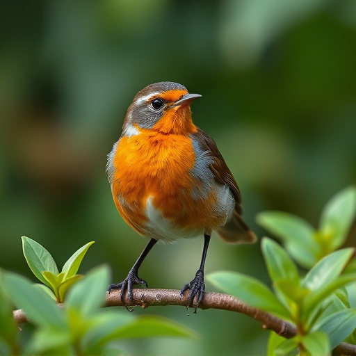 Close-up of robin in garden