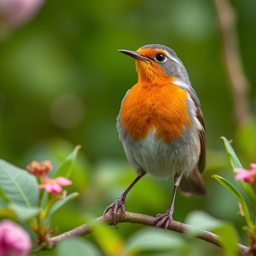 Close-up of robin in garden