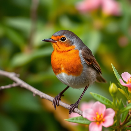 Close-up of robin in garden