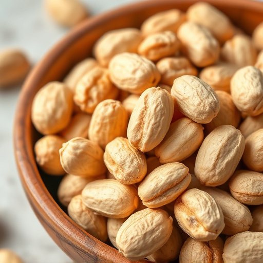Close-up of shelled peanuts in bowl