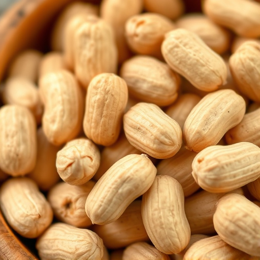 Close-up of shelled peanuts in bowl