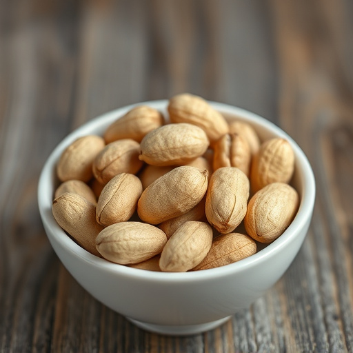 Close-up of shelled peanuts in bowl