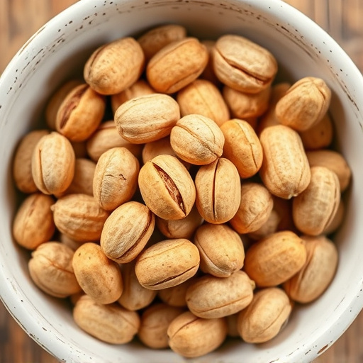 Close-up of shelled peanuts in bowl