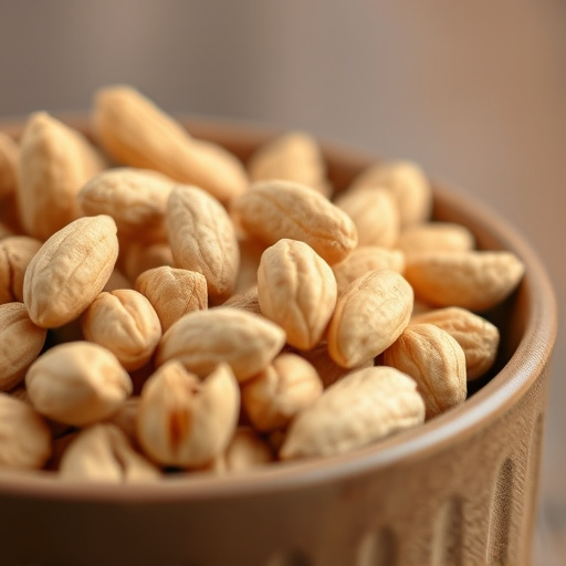 Close-up of shelled peanuts in bowl