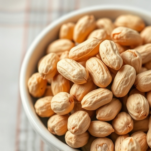 Close-up of shelled peanuts in bowl