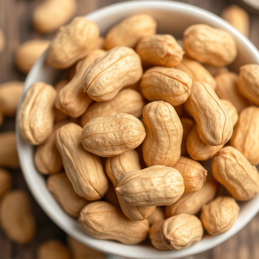 Close-up of shelled peanuts in bowl