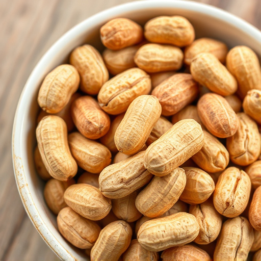 Close-up of shelled peanuts in bowl
