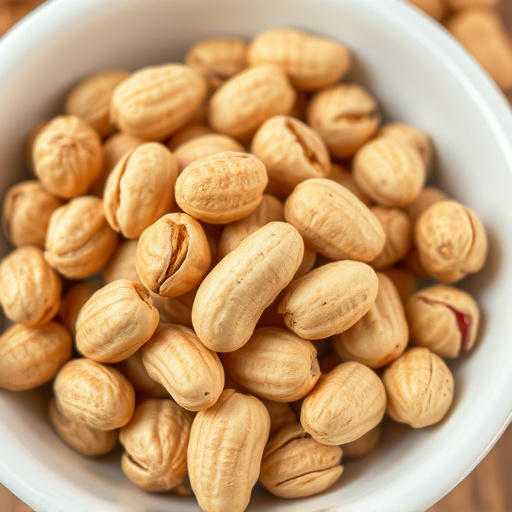 Close-up of shelled peanuts in bowl