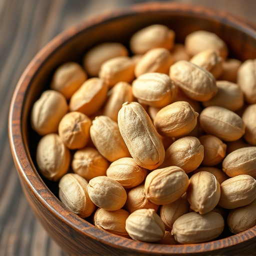 Close-up of shelled peanuts in bowl