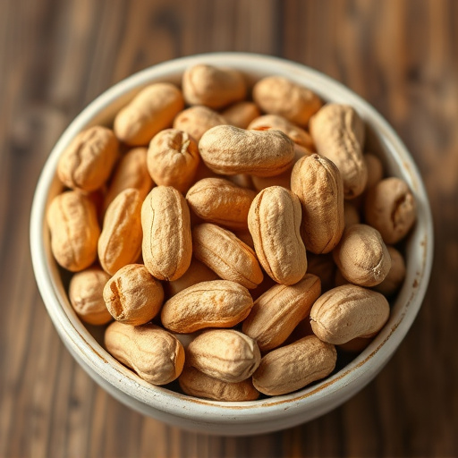 Close-up of shelled peanuts in bowl
