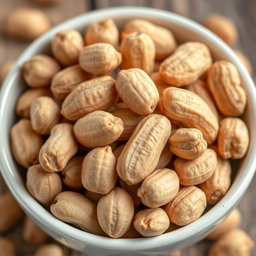 Close-up of shelled peanuts in bowl