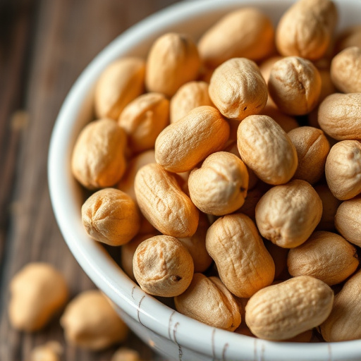 Close-up of shelled peanuts in bowl