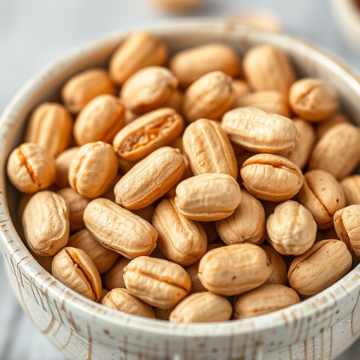 Close-up of shelled peanuts in bowl
