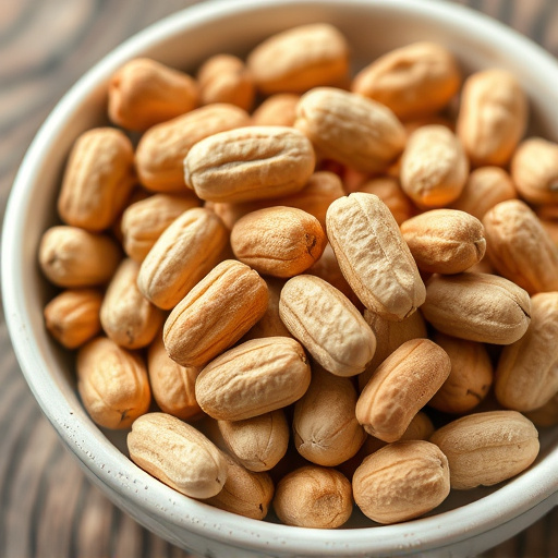 Close-up of shelled peanuts in bowl