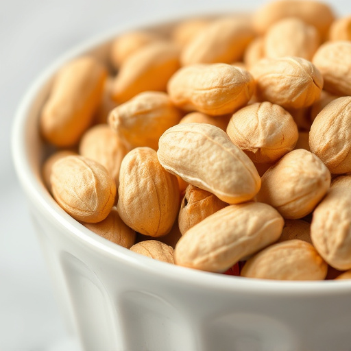 Close-up of shelled peanuts in bowl