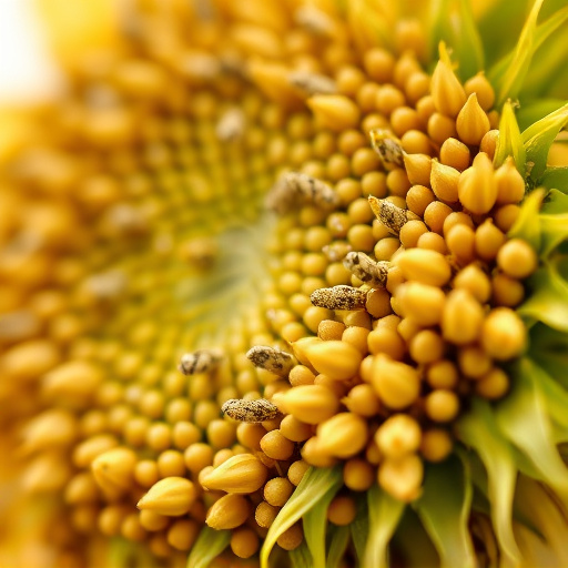 Close-up of sunflower and millet seeds