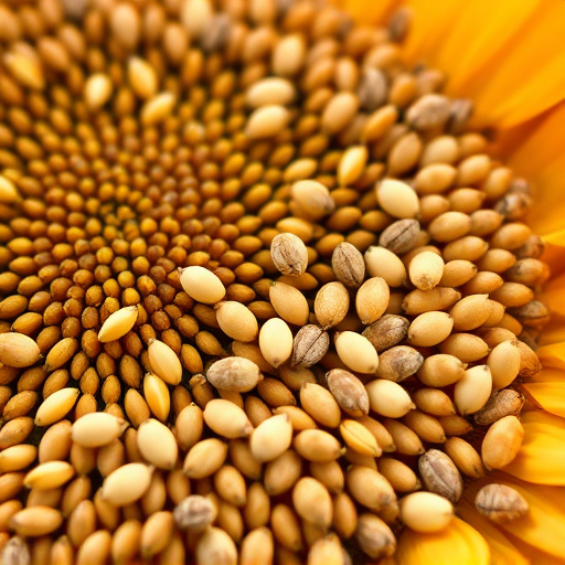 Close-up of sunflower and millet seeds