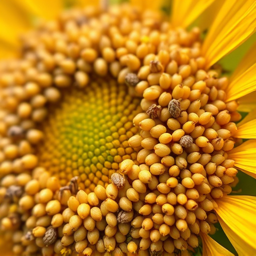 Close-up of sunflower and millet seeds