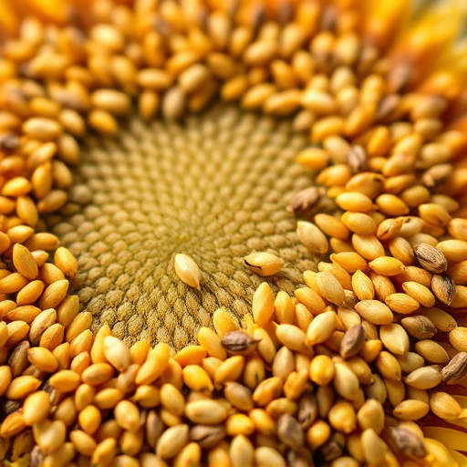 Close-up of sunflower and millet seeds