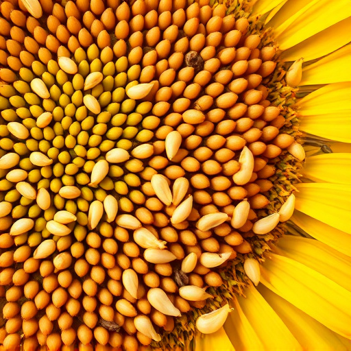 Close-up of sunflower and millet seeds