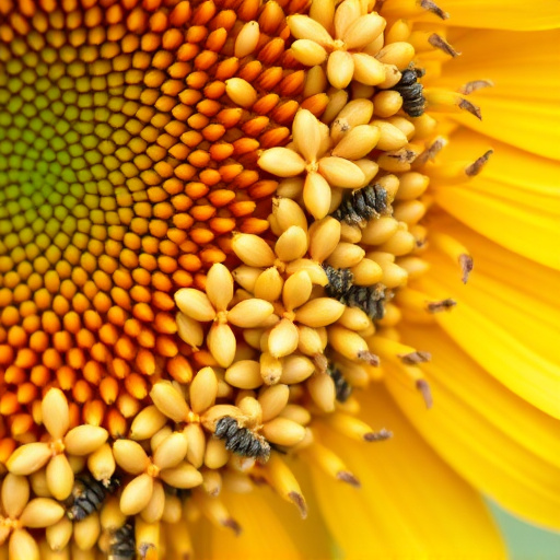 Close-up of sunflower and millet seeds