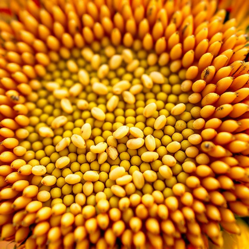 Close-up of sunflower and millet seeds