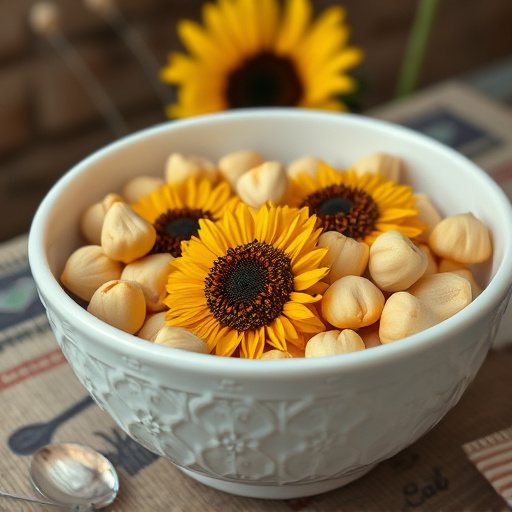 Close-up of sunflower hearts in bowl