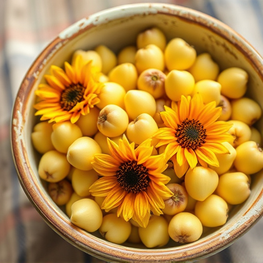 Close-up of sunflower hearts in bowl