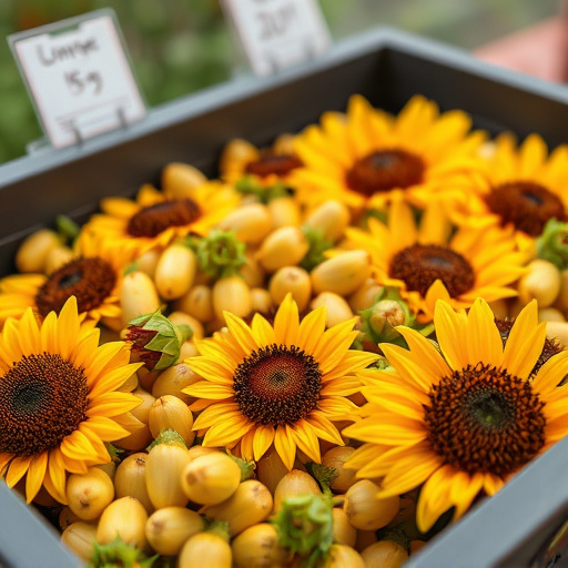 Close-up of sunflower hearts in tray