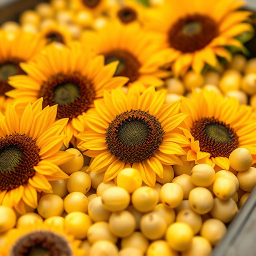 Close-up of sunflower hearts in tray