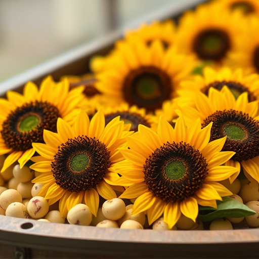 Close-up of sunflower hearts in tray