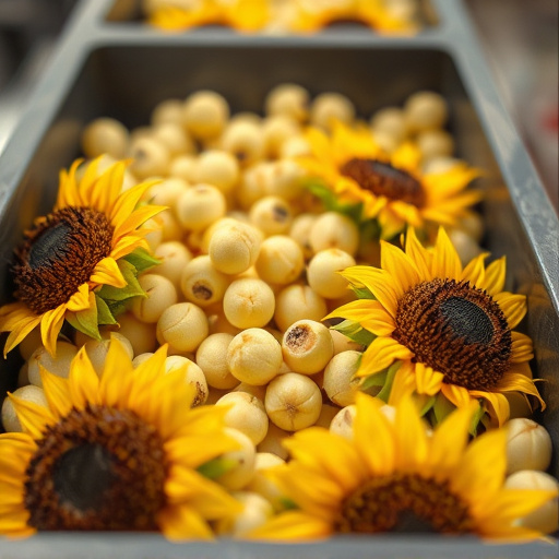 Close-up of sunflower hearts in tray