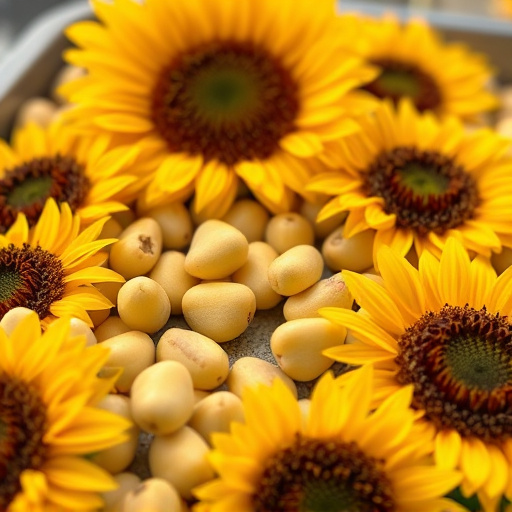 Close-up of sunflower hearts in tray