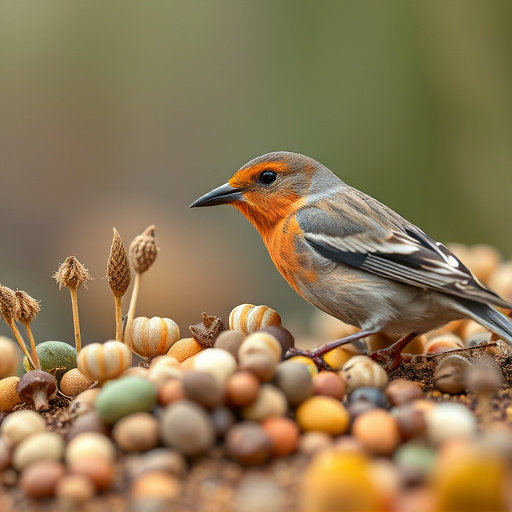 Close-up of varied seeds for birds
