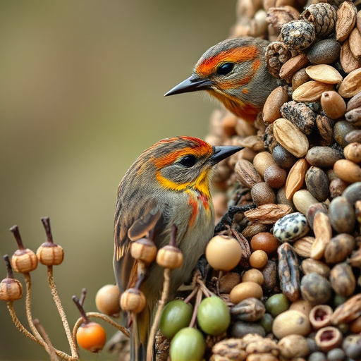 Close-up of varied seeds for birds