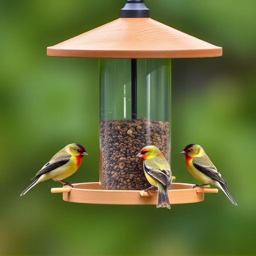 Compact bird feeding station with small birds