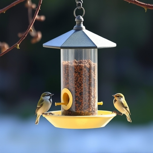 Compact bird feeding station with small birds