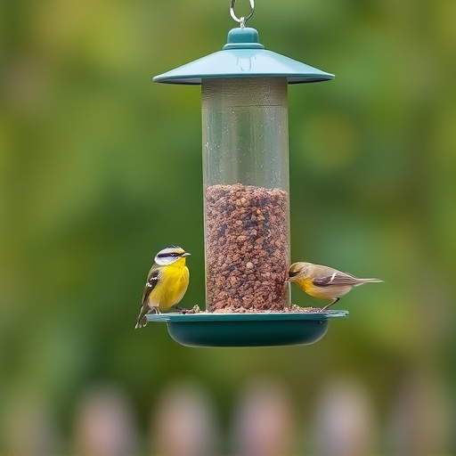 Compact bird feeding station with small birds