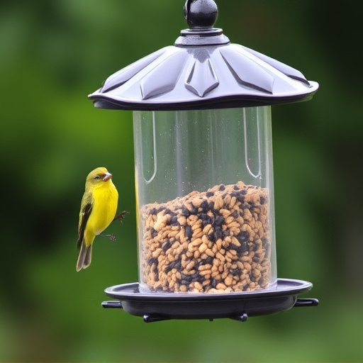 Covered bird feeder preventing seed spills