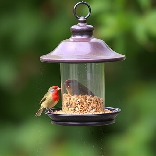 Covered bird feeder preventing seed spills