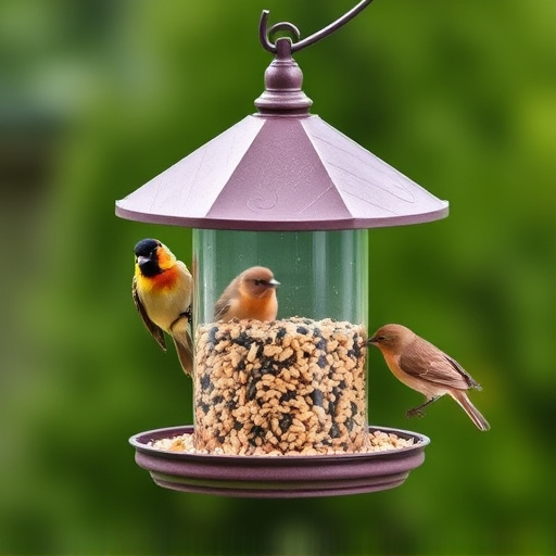 Covered bird feeder preventing seed spills