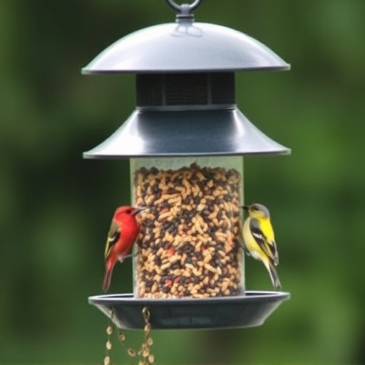 Covered bird feeder preventing seed spills