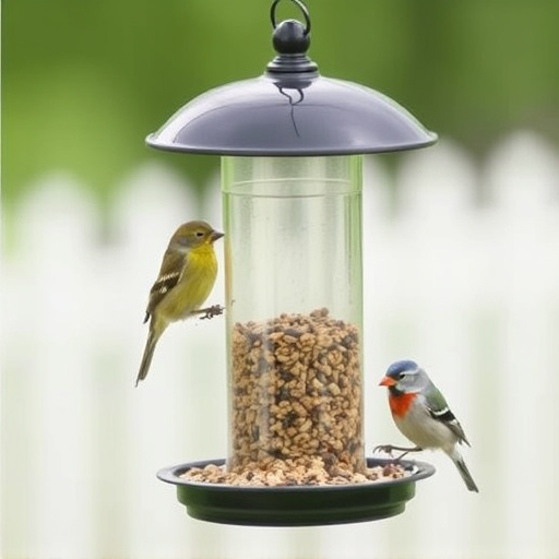 Covered bird feeder preventing seed spills