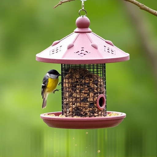 Covered bird feeder preventing seed spills